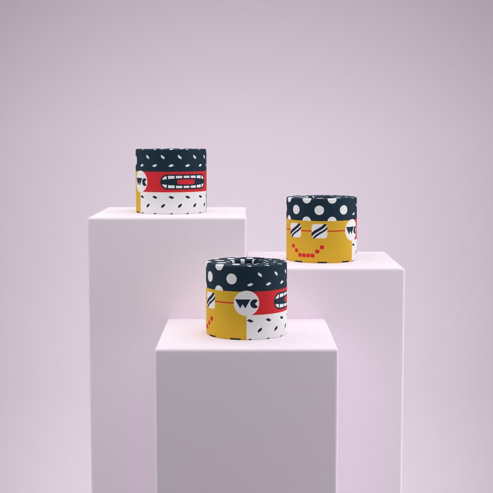 WC 100% Recycled Toilet Paper 3 Yellow Blue