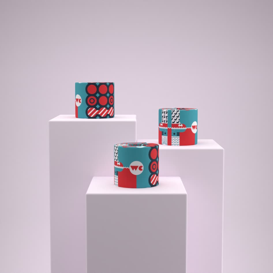 WC 100% Recycled Toilet Paper 3 Light Blue Red